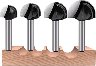 1/4 Inch Shank Cove Box Router Bit Set - 5/8" 3/4" 7/8" 1" Cutting Diameter Solid Carbide Double Flute Woodworking Tool 4 Pcs
