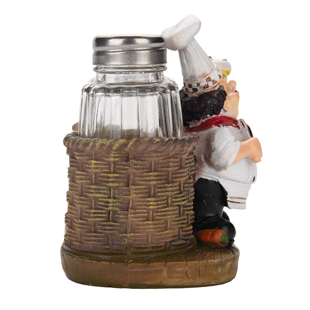 Set Saliera e Pepe da Chef Saliera E Pepiera Francese Country Chef Statua Decorativa Organizzatore di Spezie con Supporto Figurina Regalo per Famiglia, Cucina, Ristorante, Bar, Panetteria(#A)