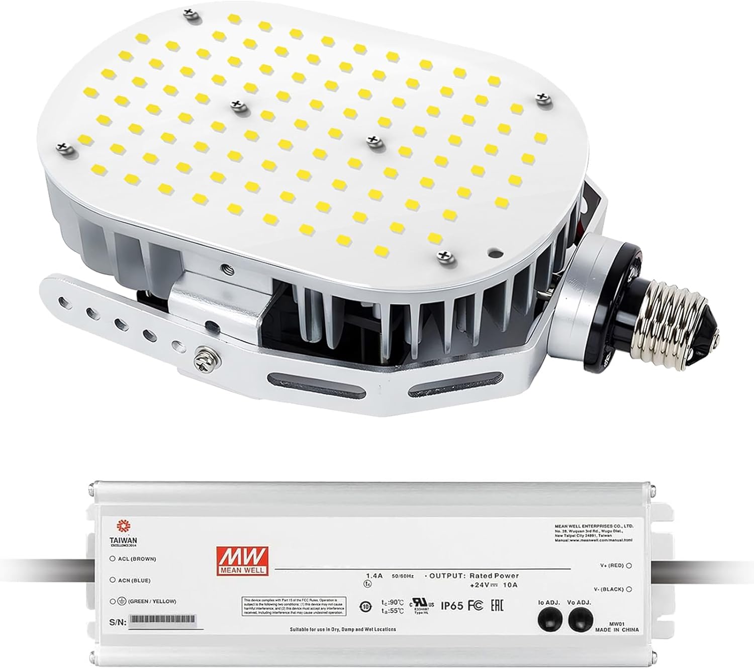 75W LED Shoebox Retrofit Kit Light, 10125LM 5000K, E39 Mogul Base, Parking Lot Retrofit Lights (350W MH/HPS Equivalent), Ideal for Parking Lots, Outdoor Street Lighting, ETL DLC Listed (1-Pack)