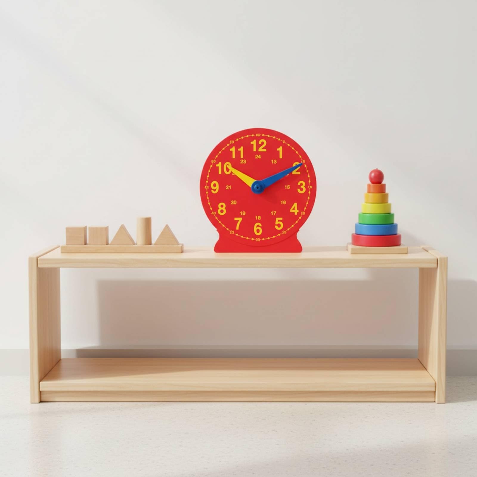 Lernuhr Kinder Lernuhr Unterrichtsuhr Lehruhr Lernspielzeug aus mit Aufklappbarem Stand zur Praktischen Präsentation als - Und Tischmodell für Lehrerhand Klassenecke Lernstation