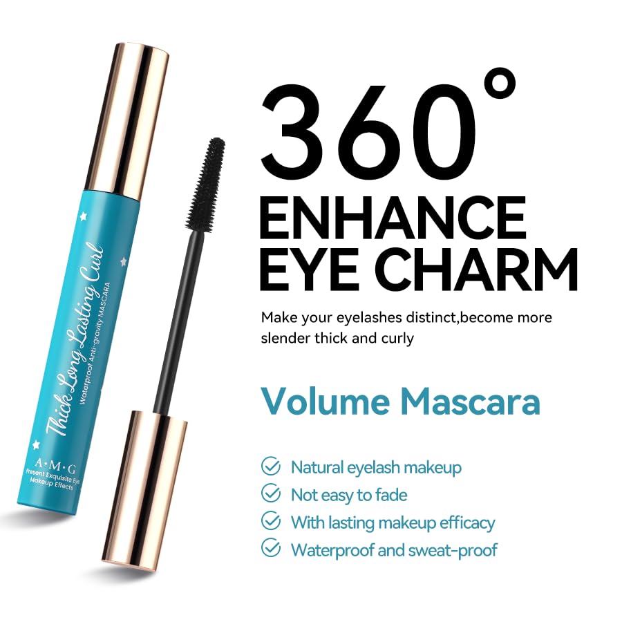 Rímel de pestañas postizas, antigravedad, volumen y longitud impermeable, maquillaje de belleza de larga duración, rizador negro, realzador de pestañas de ojos, rizado y sin aglomeración, máscara de 6