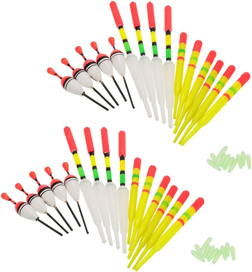 MengK 30pcs Fishing Floats w/Rubbers Buoyancy Vertical