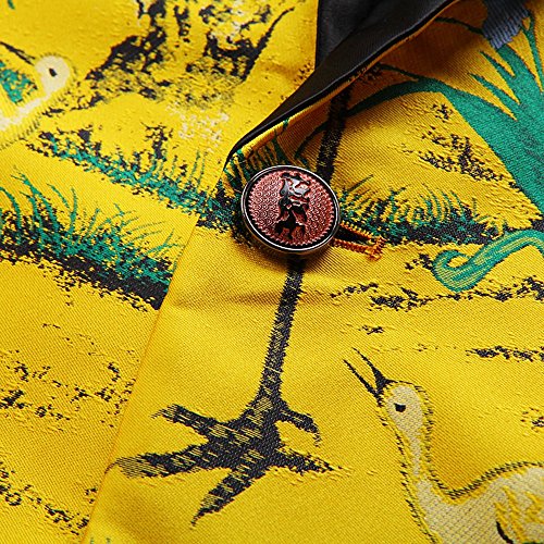 Mens Blazer Jacket Bright Yellow Slim Fit Printed Casual Blazer for Men US Size 42 Yellow4