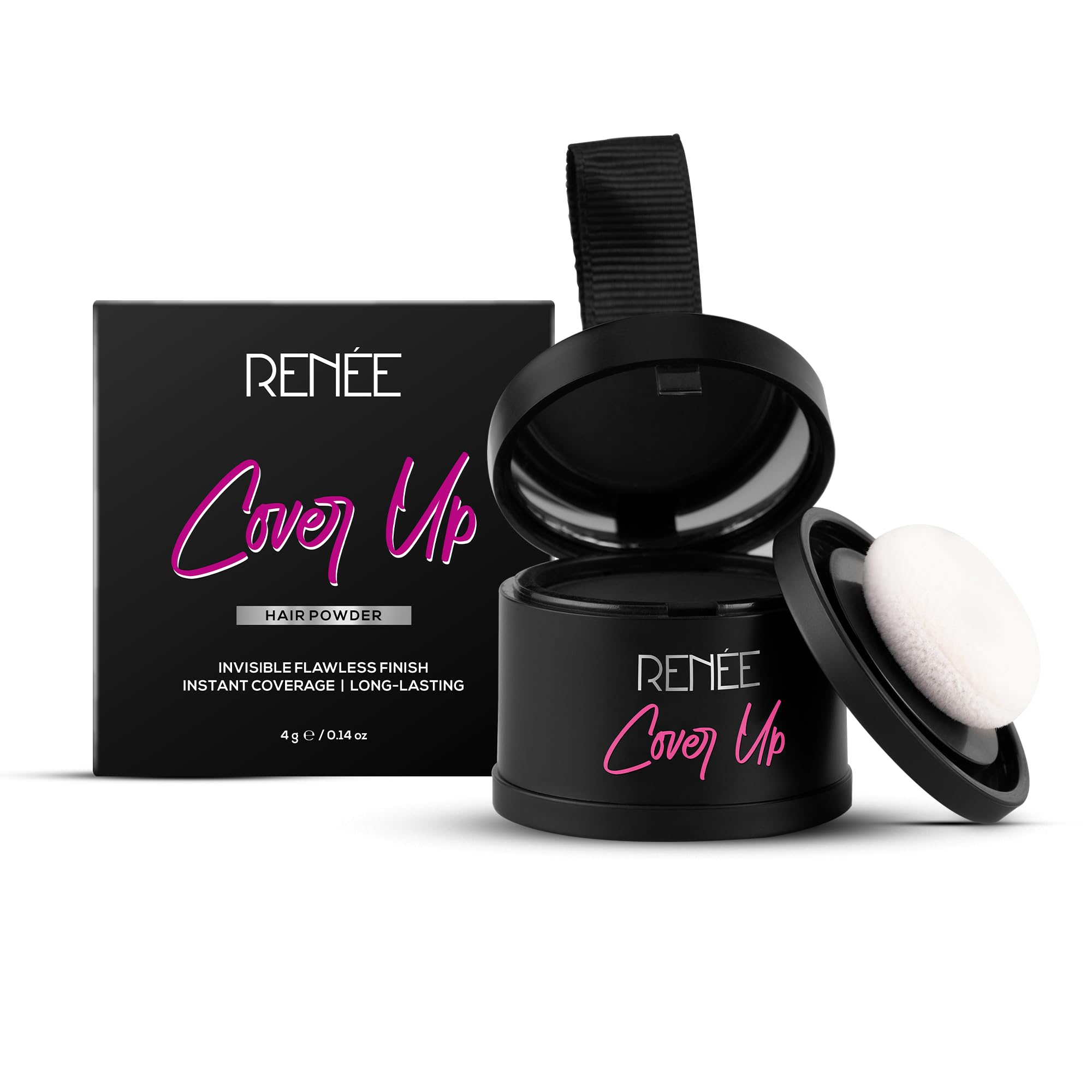 RENEE Cover-Up Hair Powder- Black, Helps Cover Grey Roots & Bald Spots Instantly, Highly Pigmented, Fuller and Denser, Long-Lasting & Matte Finish, Powder for Flawless Application, 4gm