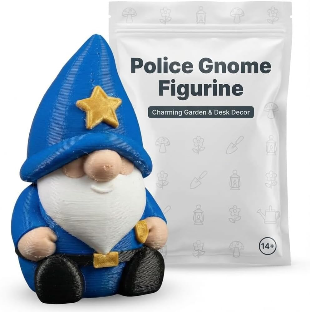 Police Gnome Figurine - Desk Decor for Adults - Unique Collector's Display Piece - 3D Printed in Canada