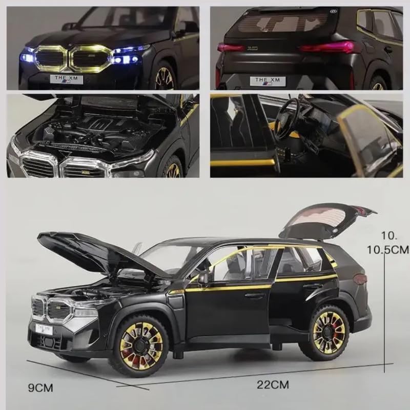 Image of 1:24 BMW XM Model Car Alloy Diecast Pull Back Toy with Lights & Music Openable Doors Metal Sports Car for Kids & Collectors Realistic Design Gift for Boys & Girls (Black)