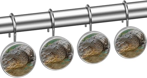 Miniatura 2 de Crocodile Alligator Aniaml ganchos decorativos para cortina de ducha juego de 12 ganchos para cortina de ducha anillos de cortina inoxidables para