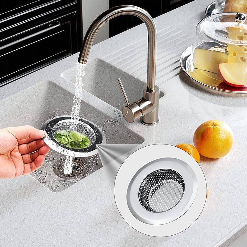 2 Large Wide Edged Stainless Steel Kitchen Sink Filters With a Diameter of 4.5 Inches, Suitable for Kitchen Sinks thumbnail