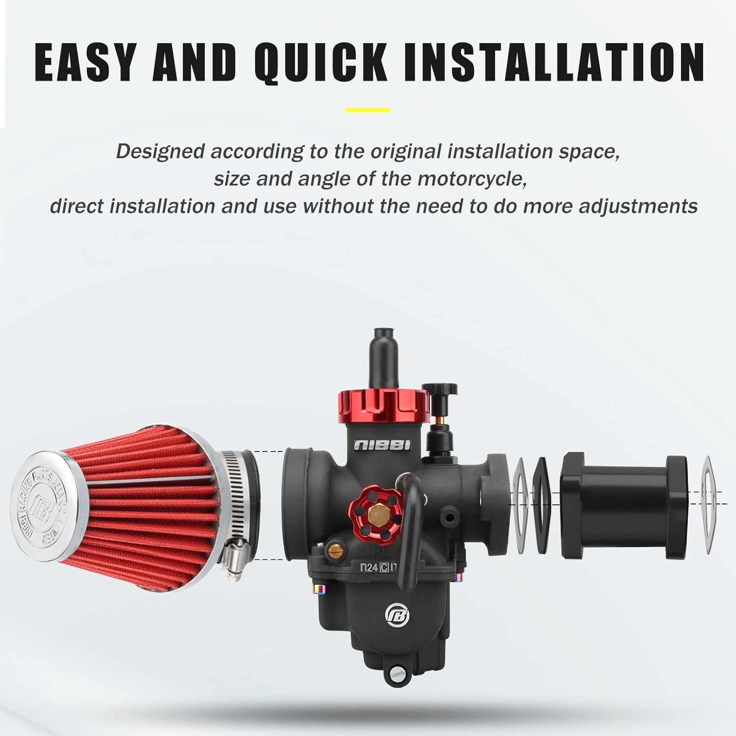 NIBBI Carburetor Pefect for Predator 212,with Intake Manifold 48mm Air Filters,for Coleman,Predator 196cc 212cc 224cc Engine Performance Parts(Black)