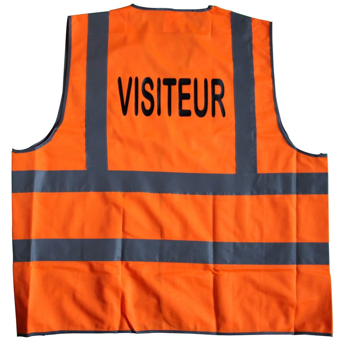 Lot de 25 gilets de sécurité orange fluo marquage au dos VISITEUR - tailles panachées