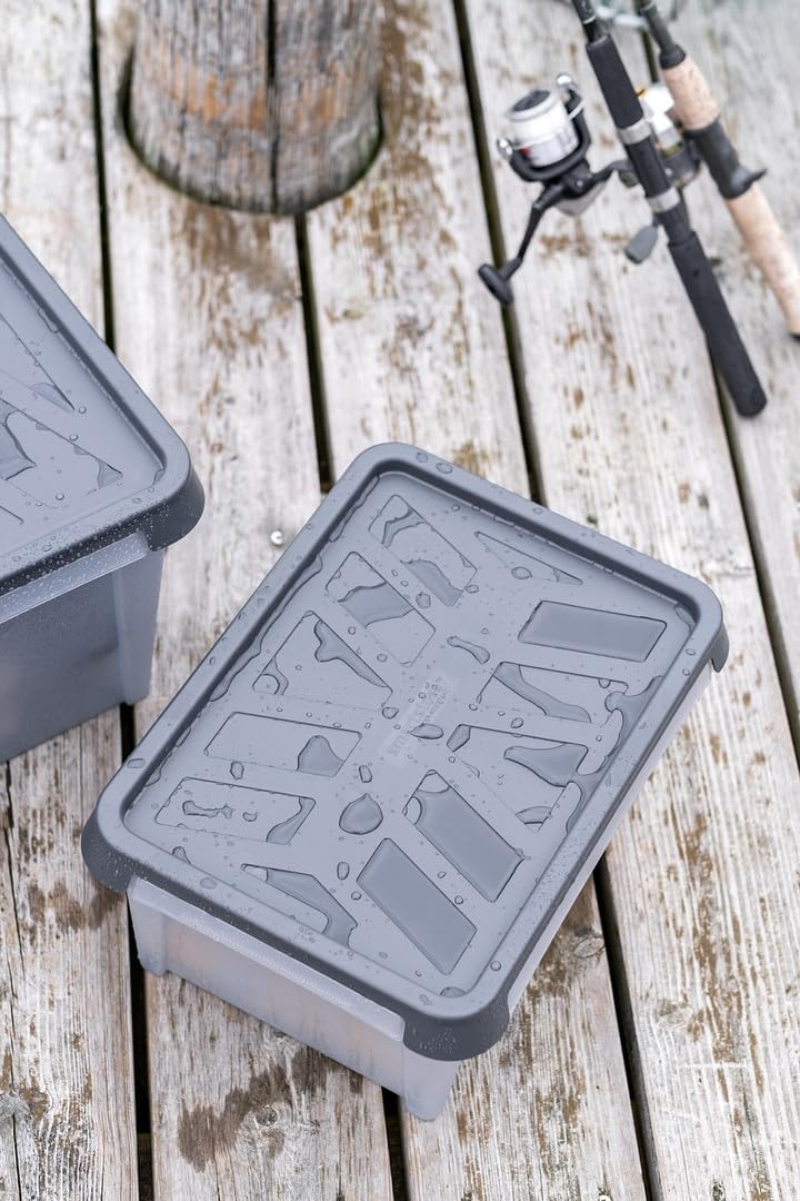 SmartStore Caja Almacenaje con Tapa 13 L I Pack 7 Cajas Apilables I 40 x 30 x 20 cm I Impermeable, Antipolvo I Garaje, Trastero, Sótano I Apta Alimentos I Made in Sweden 10 Años