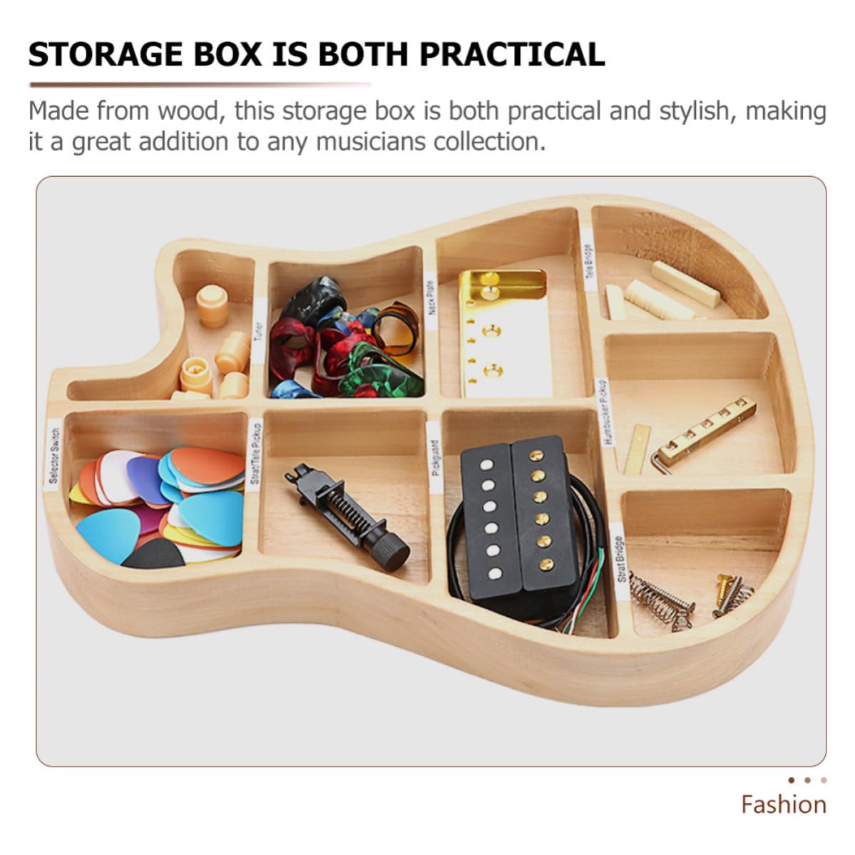 HOMSFOU Bois Boîte de Rangement Modèle L830, pour Médiators Guitare Khaki