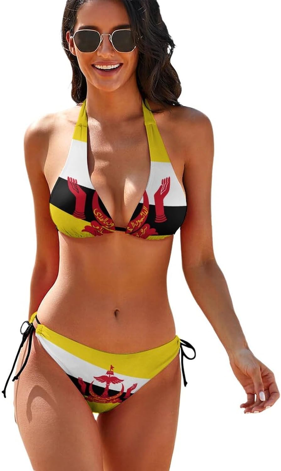 Brunei Flag Novelty Women's 2 Piece String Bikini Set Swimsuits Bathing Suit Swimwear