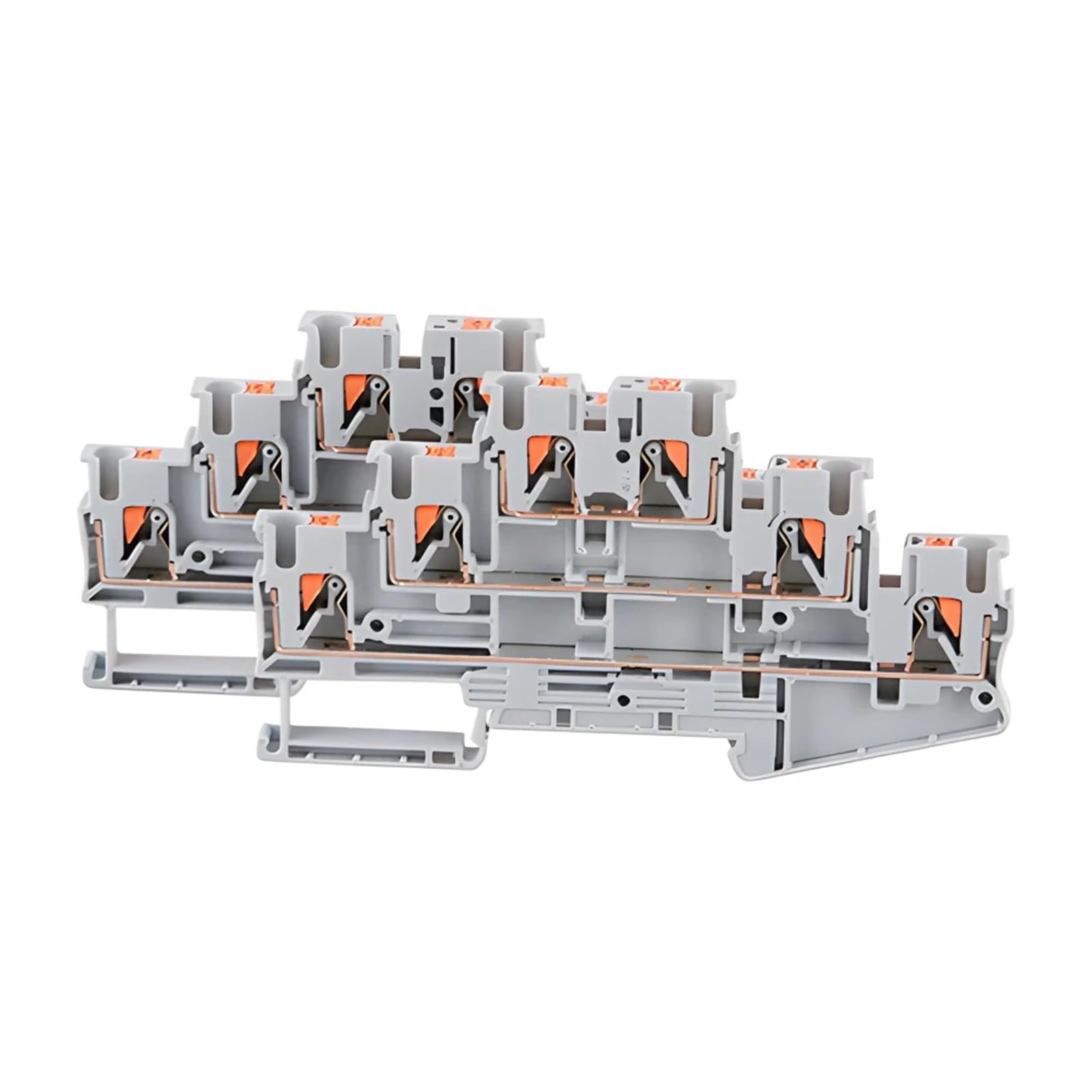 50 pezzi PT2.5-3L Din Rail Morsettiera Connettore elettrico Triplo strato Molla Cablaggio Collegamento Filo Conduttore Morsettiera(GRAY)