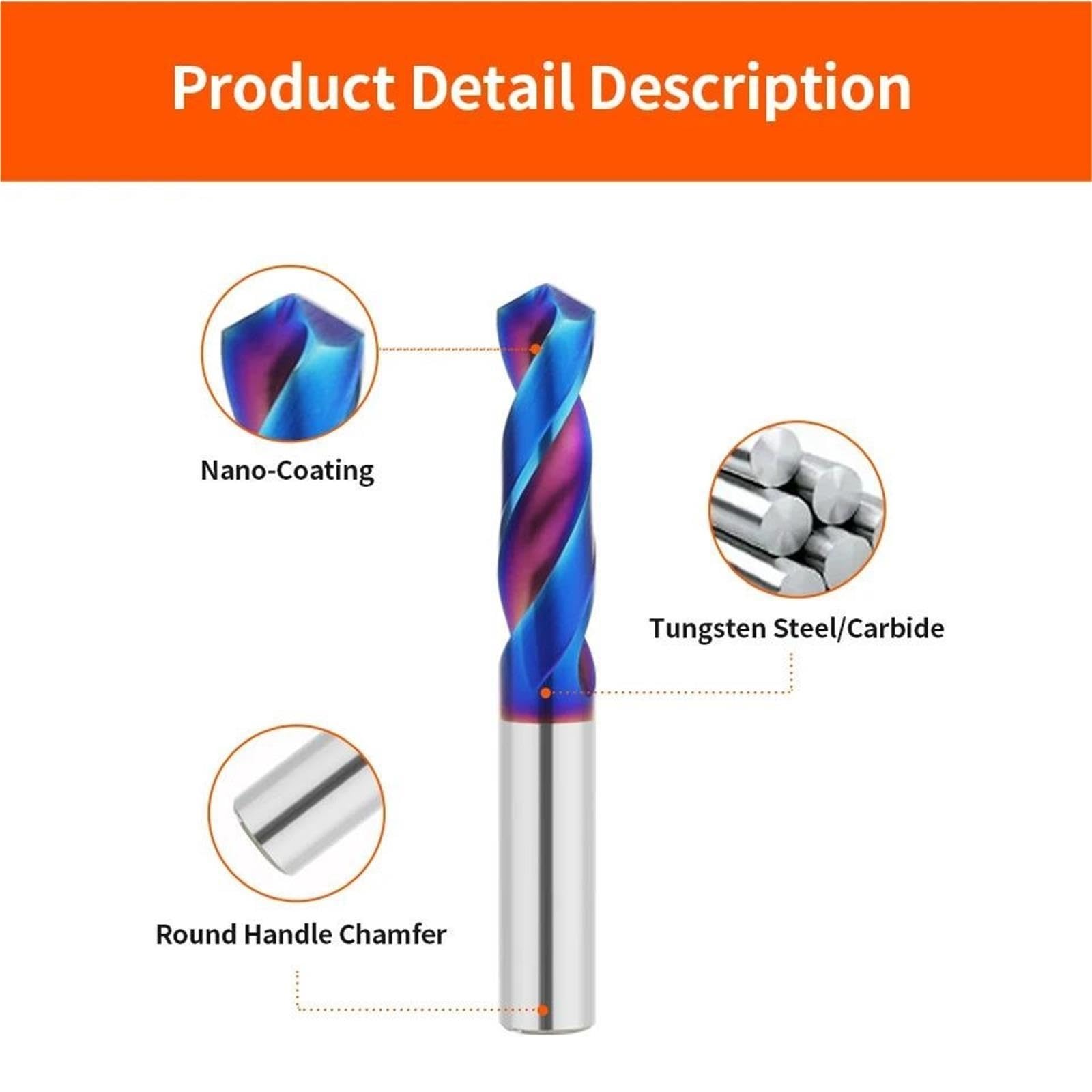 Punta da trapano in metallo duro Punte in metallo Punte in acciaio al tungsteno for la lavorazione dei metalli Tornio CNC Utensili di perforazione in acciaio inossidabile 1.0-20.0mm