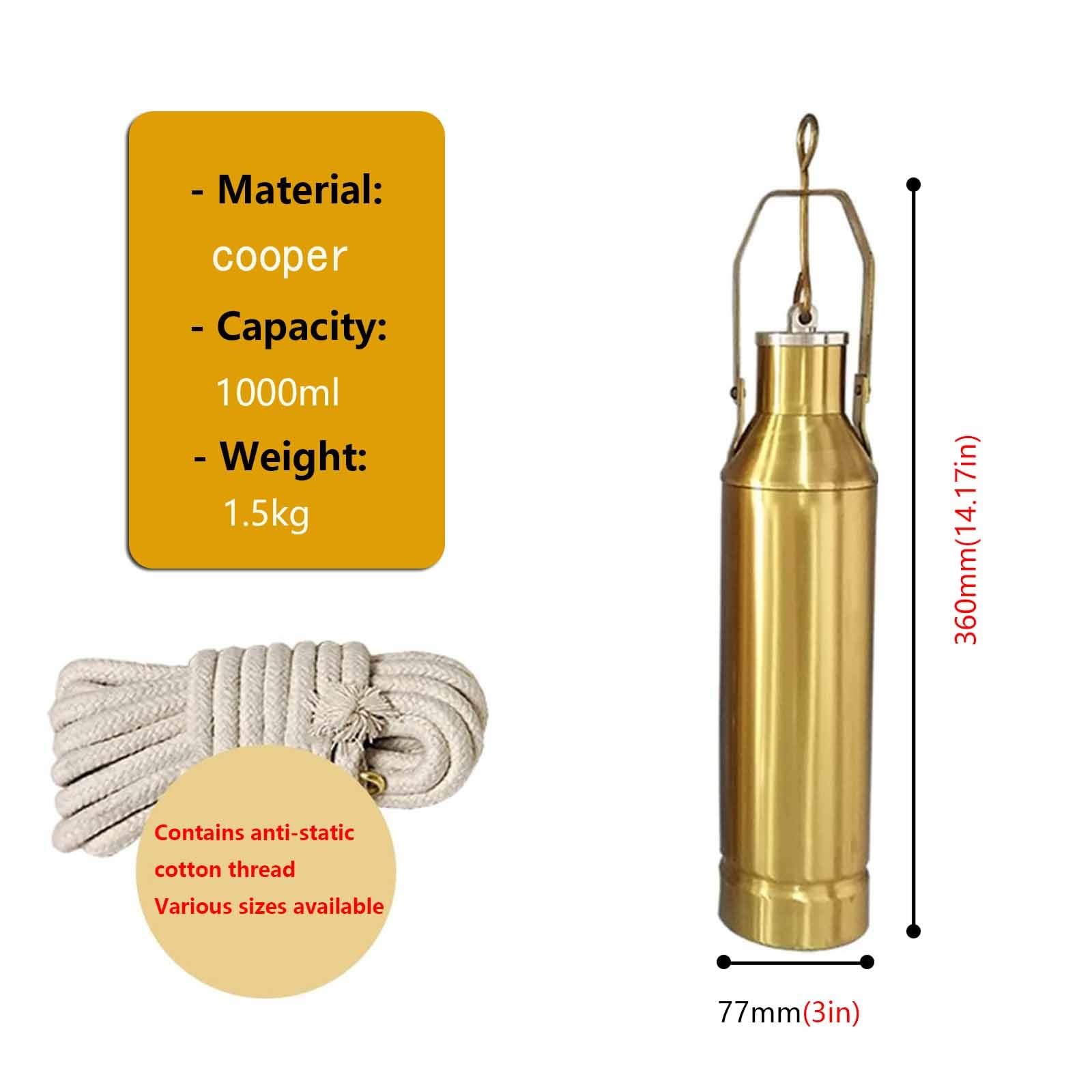 Kit de muestreo de aceite con tanque de metal de 500 ml, cuerda a prueba de estática (15 m) - Muestreador líquido profesional para pruebas y análisis precisos de aceite