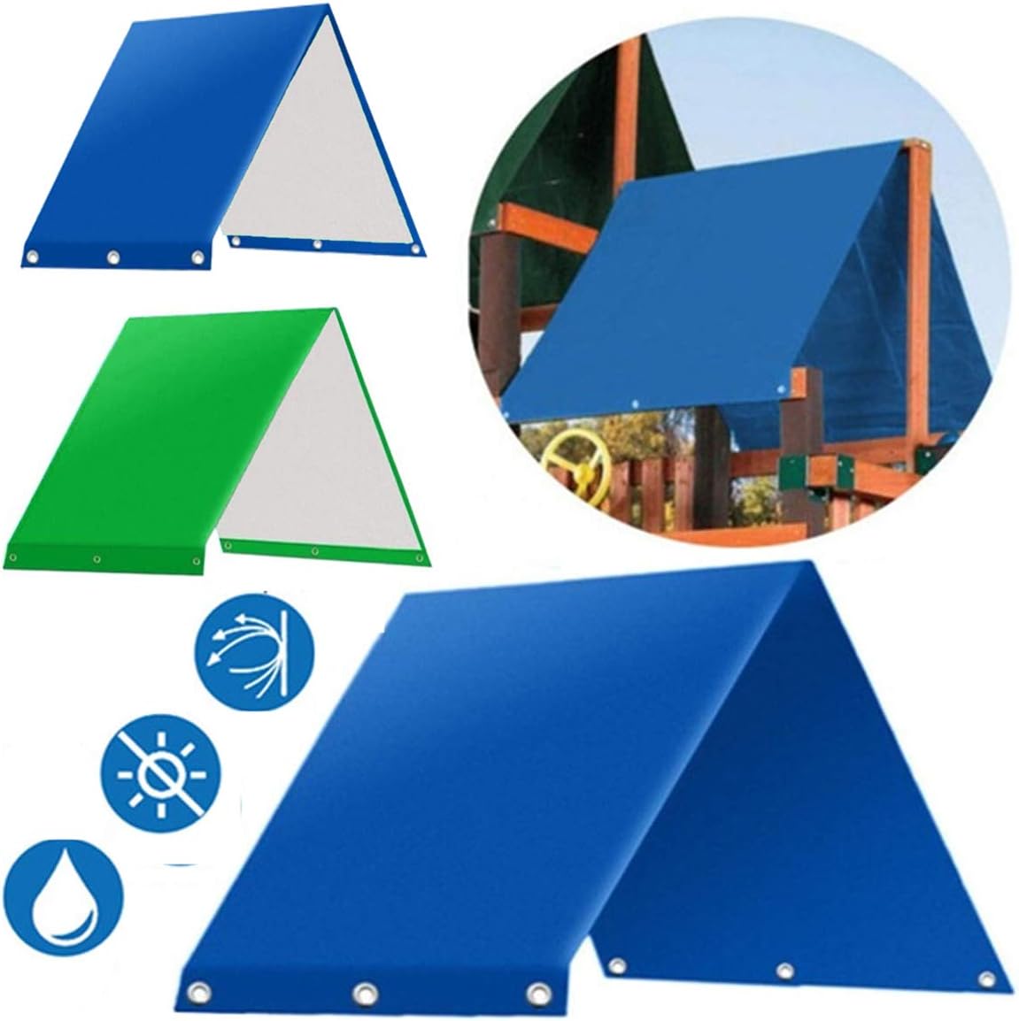 SEREBII Playground Replacement Canopy,52" x 90" Outdoor Swingset Shade Kids Playground Roof Canopy Waterproof Cover Replacement Tarp Sunshade UV Protection,Kids Playground Roof Canopy (Blue)