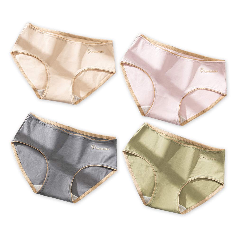 Women's Cotton Underwear Briefs 4-Pack Mid-rised Soft Breathable Bacteriostat Briefs Panties (M)