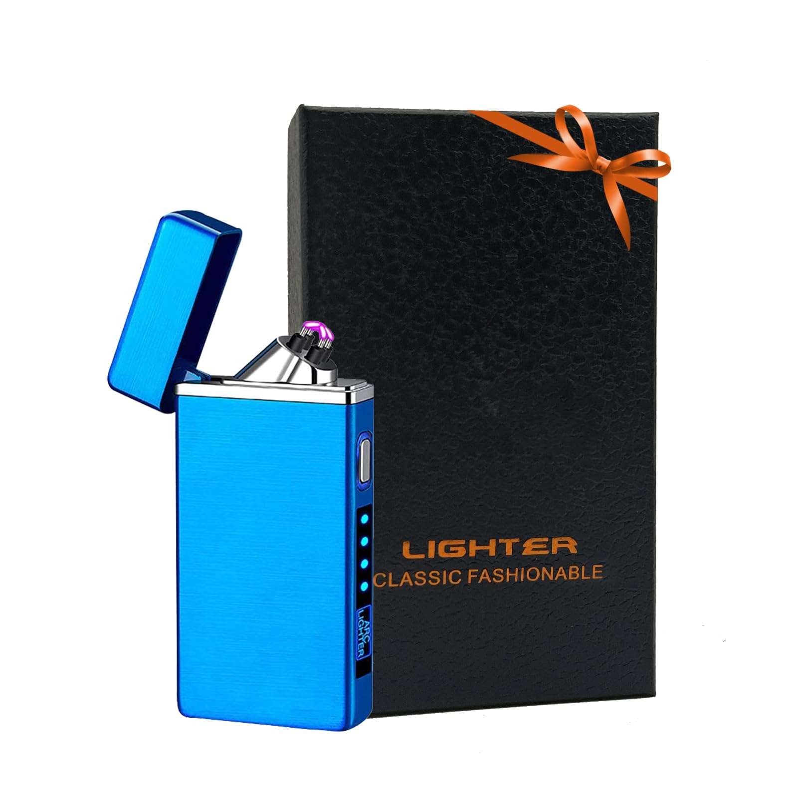 SKRFIRE Stylish Flameless Double Arc Lighter Rechargeable USB Plasma Electric Lighter for Candles, Incense, Fireworks (Blue Ice)