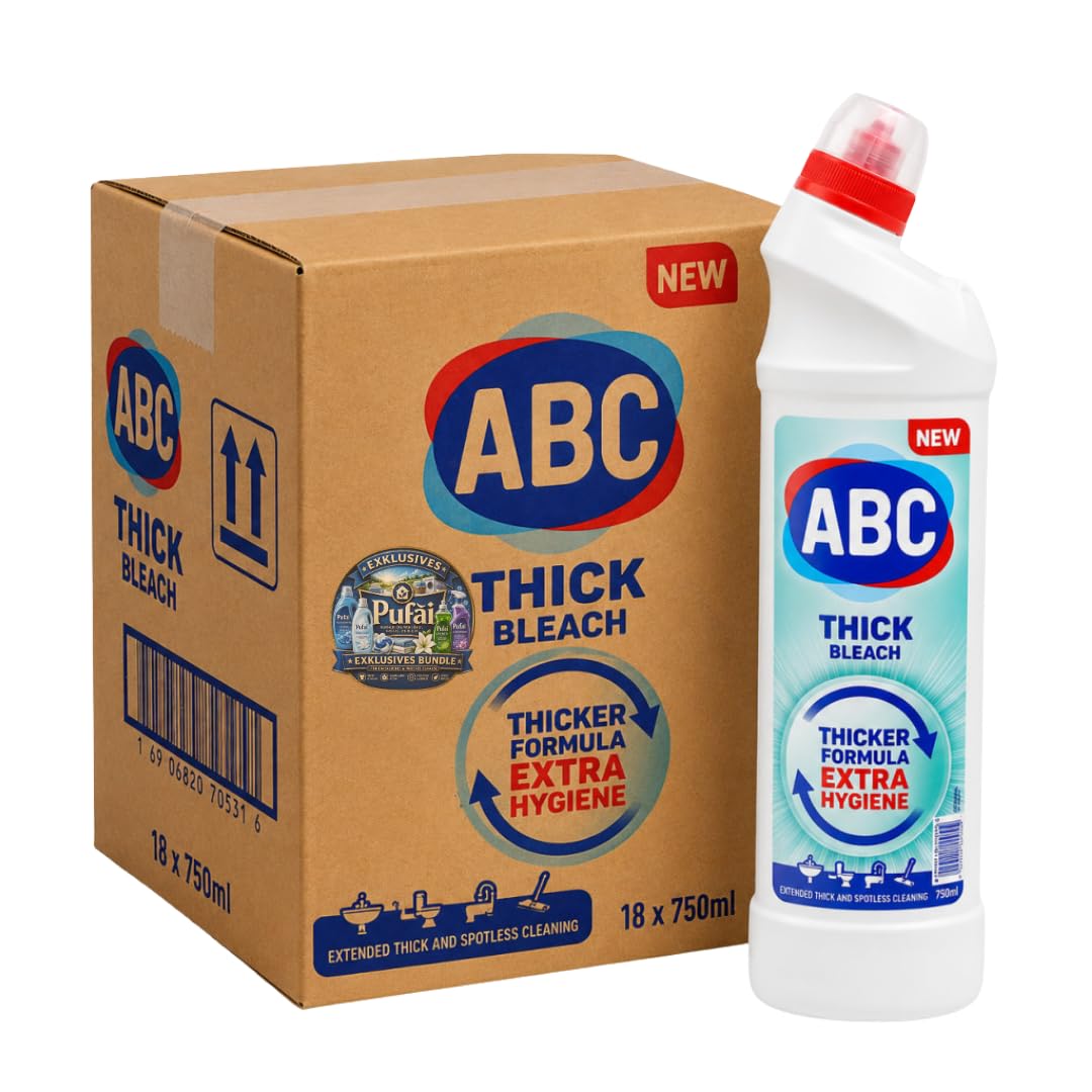 PUFAI Bundle –ABC Dickflüssige Bleiche – Kraftvoller Reiniger für Haushalt & Wäsche, 750ml, 18 Stück