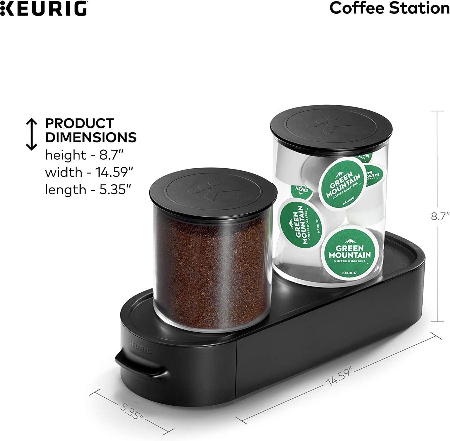Keurig K-Duo Coffee Maker, Single Serve K-Cup Pod and 12 Cup Carafe Brewer, with Keurig Station K-Cup Pod & Ground Coffee Storage Unit, Black: Home & Kitchen