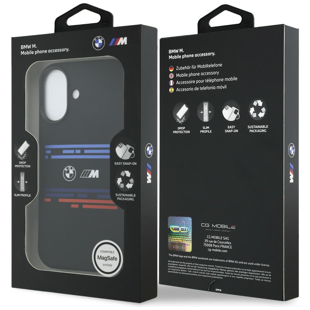 CG MOBILE BMW M - Tira horizontal de silicona compatible con funda MagSafe para iPhone 17 (negro)