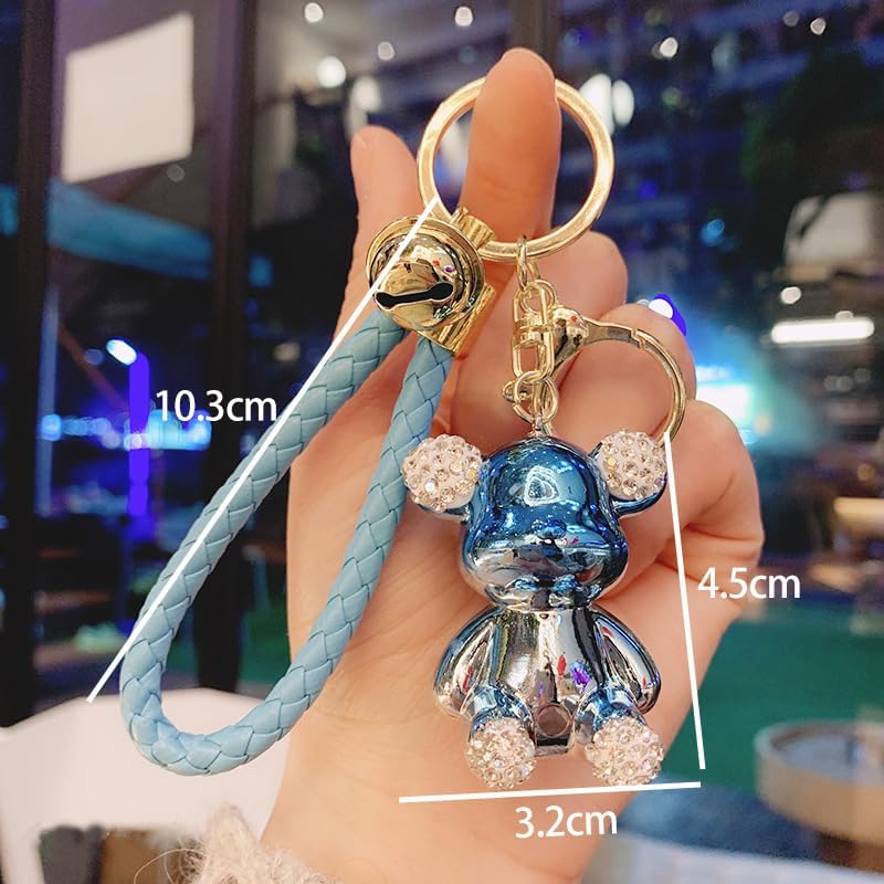 HSYHERE Fashionable Lovely Diamond Bear Keychain Elegant Glossy Mirror Surface Electroplated Bear Key Ring Pendant Keyring - Image 6
