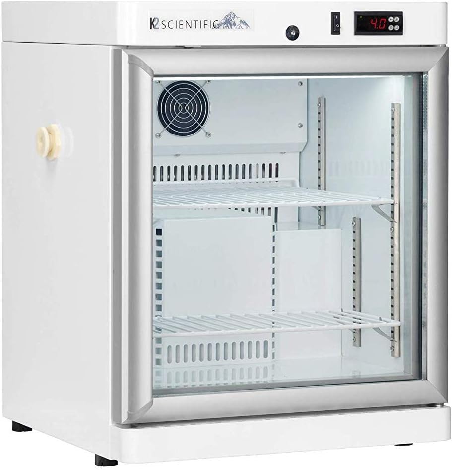 Benchtop Style Glass Door Refrigerator for Pharmaceuticals & Vaccines - Medical-Grade Storage - 2 Shelves - 2.5 Cu. Ft.