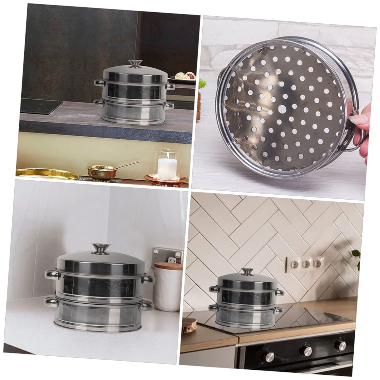Vaporera De Acero Inoxidable Tapa Vaporera Multifuncional Para Verduras Dumplings y Buns Para Cocinas De Restaurantes y Hogares