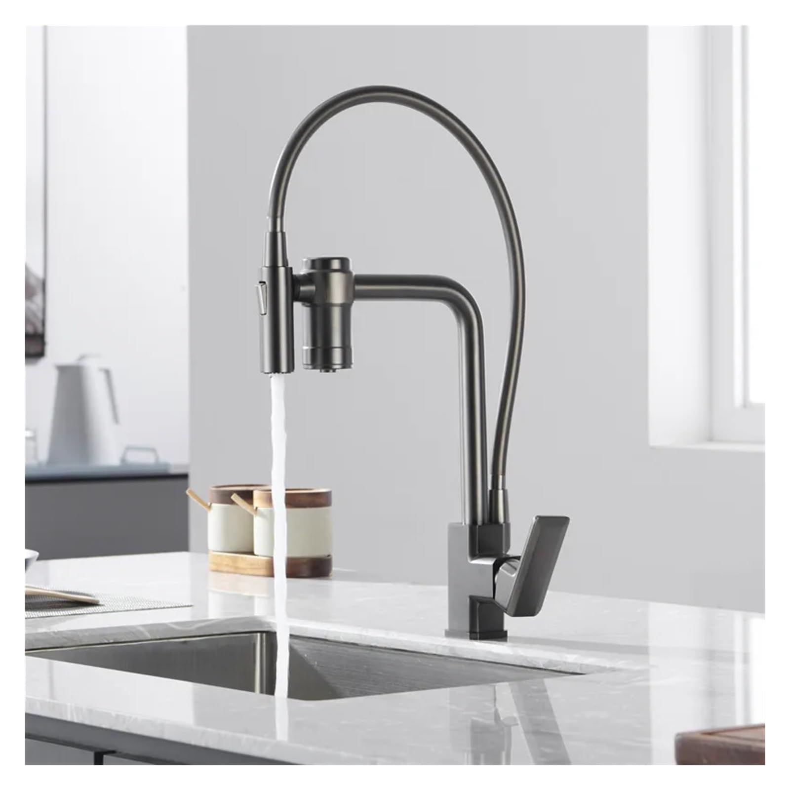 GLJTUO Faucet, Filter Water Kitchen Faucet Pull Down Stream/Shower Sprayer Brass Drinking Water Tap 360 Swivel Water Mixer Taps,Gray