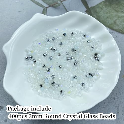 Miniatura 8 de Xinhongo 100 cuentas redondas de cristal de 0.315 pulgadas (0.315 in), cuentas espaciadoras para hacer joyas, pulseras, aretes, collares,