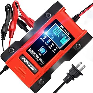 Haibro Smart Battery Charger for Lithium/LiFePO4/Lead-Acid Batteries, 12V/6A 24V/3A Automatic Battery Charger/Maintainer 7-Stages Trickle Charging with Clamps for Car,Automotive,Truck,Motorcycle,boat,ATVs,Lawn Mower,Golf Cart-Repair Batteries