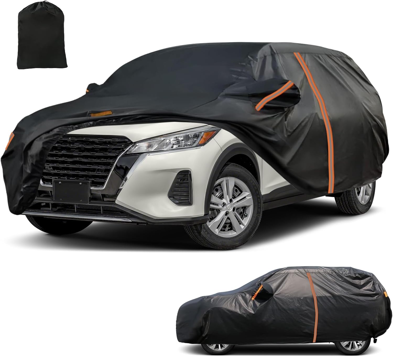 Waterproof SUV Car Cover Custom Fit for 2016-2025 Nissan Kicks, All Weather Outdoor SUV Car Covers with Zipper Door, Windproof Bands Cover,Reflective Strip for Snow Rain Dust Cover,Sun UV Protection