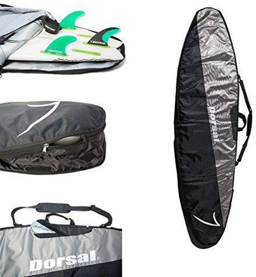 DORSAL Travel Shortboard and Longboard Surfboard Board Day Bag Cover Black/Grey Nylon (Sizes 5'6, 5'10, 6'0, 6'2, 6'6, 6'8, 7'0, 7'2, 7'6, 8'0, 8'6, 9'0, 9'6) Black/Grey 8'