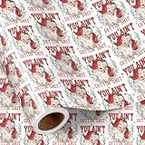 RUSPEPA Funny Christmas Wrapping Paper Roll, Mini Roll, Retro Santa YOU AIN'T GETTIN' SH*T Design, Naughty Holiday Gag Gift Wrap for Adults, White Elephant and Prank Gifts, 17 Inches x 16.4 Feet