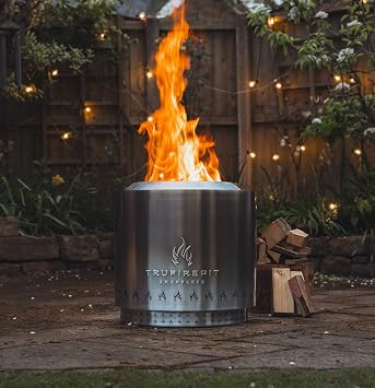 Smokeless Portable Fire Pit - Safe Burning Fireplaces for Outdoor Patio Camping, BBQ, 304 Stainless Steel Firepit with Removable Ash Pan & Stand & Travel Bag 49.5 x 35.5 cm, Sliver