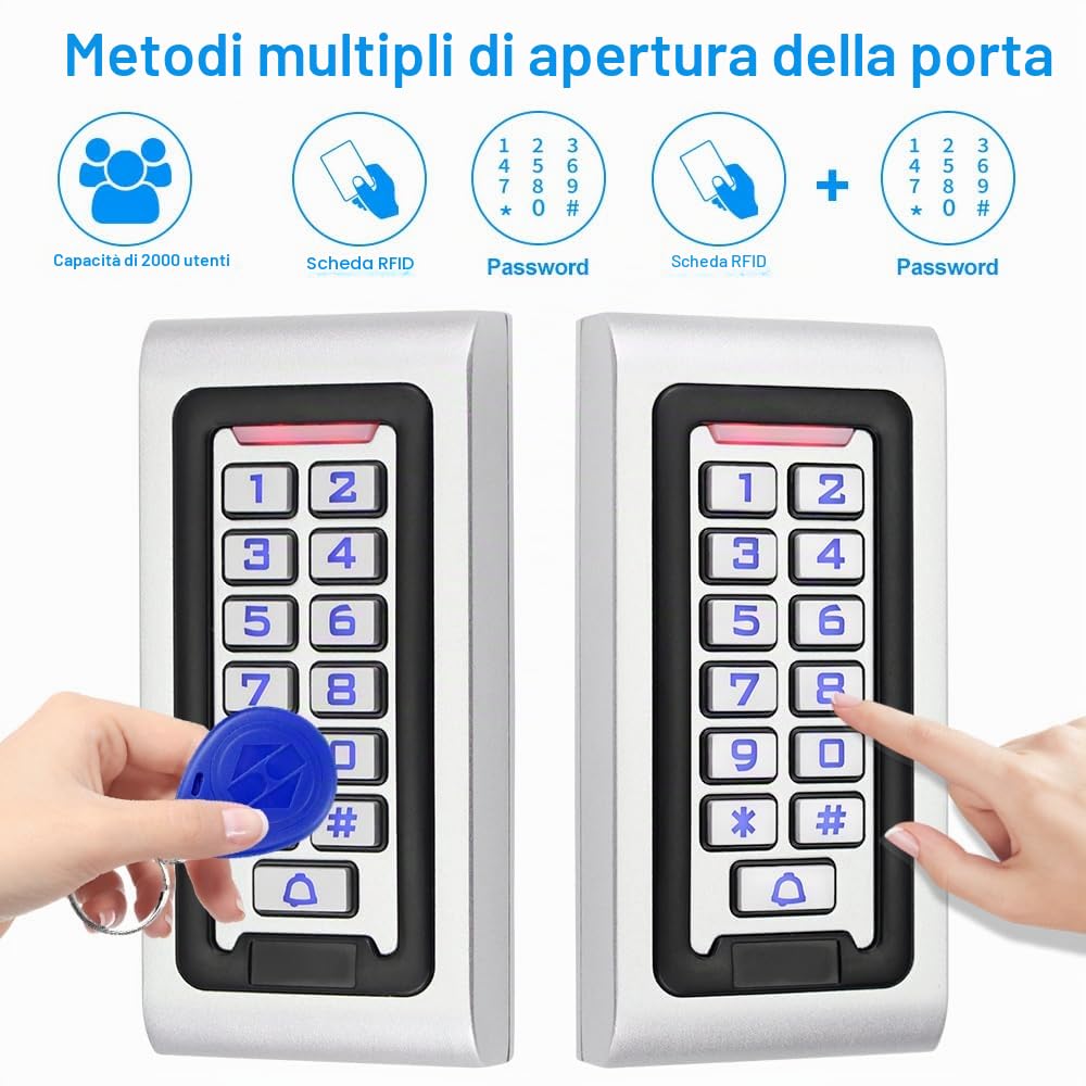 Metallo IP68 RFID Controllatore di Accesso Impermeabile Tastiera di Controllo di Accesso 125KHz Password Sistema di Apertura Porta, Lettore WG26, con Portachiavi RFID 10PCS