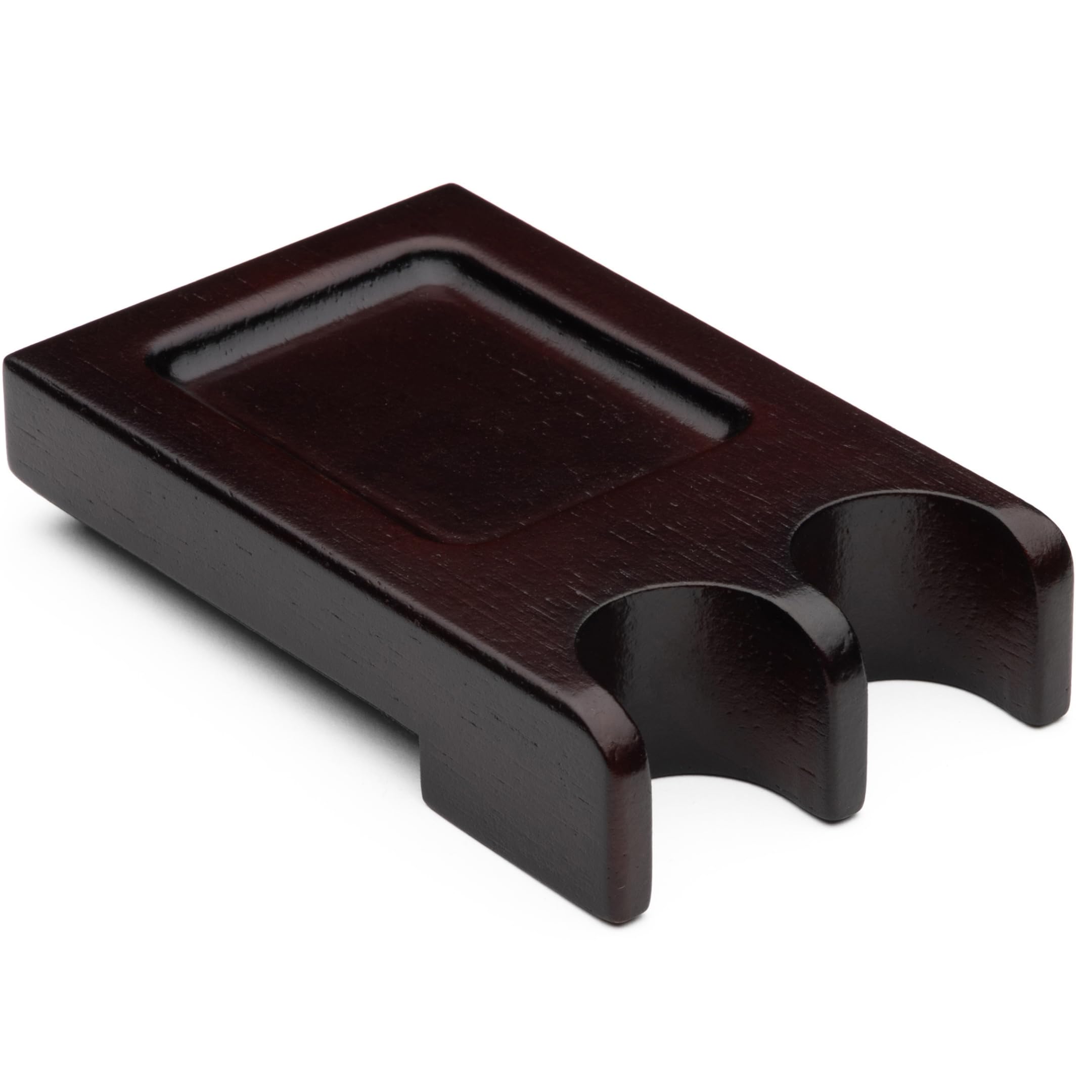 Pool Stick Holder - Portable Claw Rack Holds Cues Against Table, Bar or Chair - Weighted Solid Wood With Rounded Edges and Non-Slip Pad (Mahogany, 2 Cue Claw)
