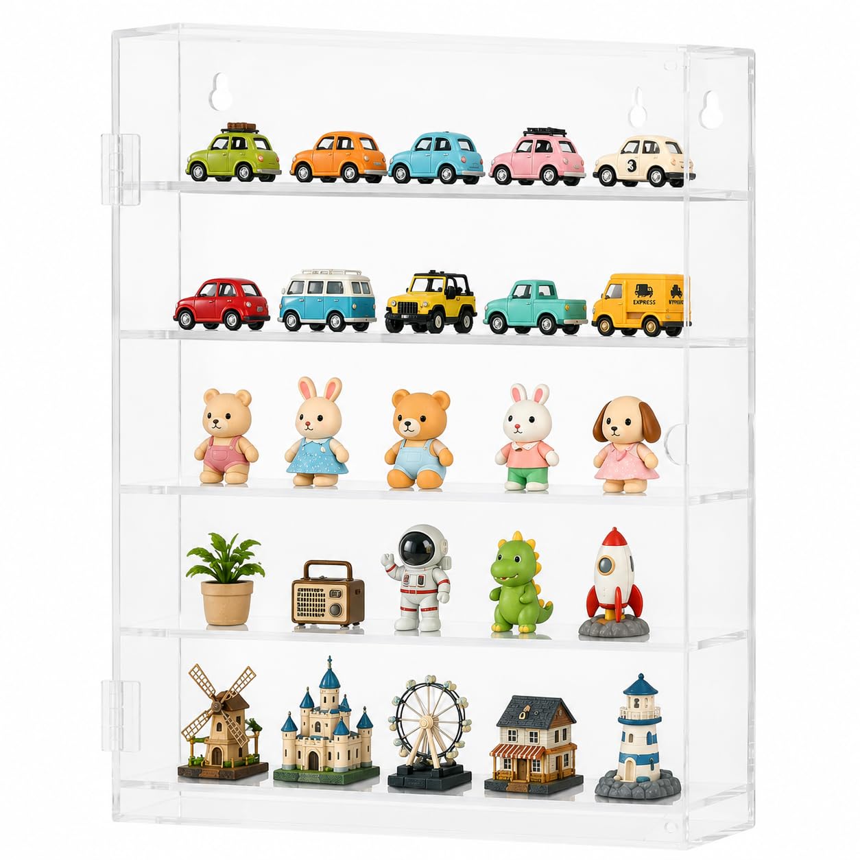 Alasum Vitrine Murale pour Voitures Miniatures Organisateur De Vitrine À Plusieurs Niveaux Présentoir Acrylique Transparent pour Modèles Réduits Et Mini-Figurines Rangement Mural 11.81X10.24X1.97In