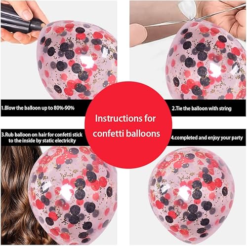 Miniatura 4 de Suministros de decoración de fiesta de cumpleaños número 23, globos rojos y negros para tarta de feliz cumpleaños, papel de aluminio, cortinas