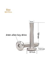 Vista 55 de binifiMux 10 unids M6 x 1.575 in tapa plana Allen pernos remaches tornillos de conexión para muebles 304 acero inoxidable
