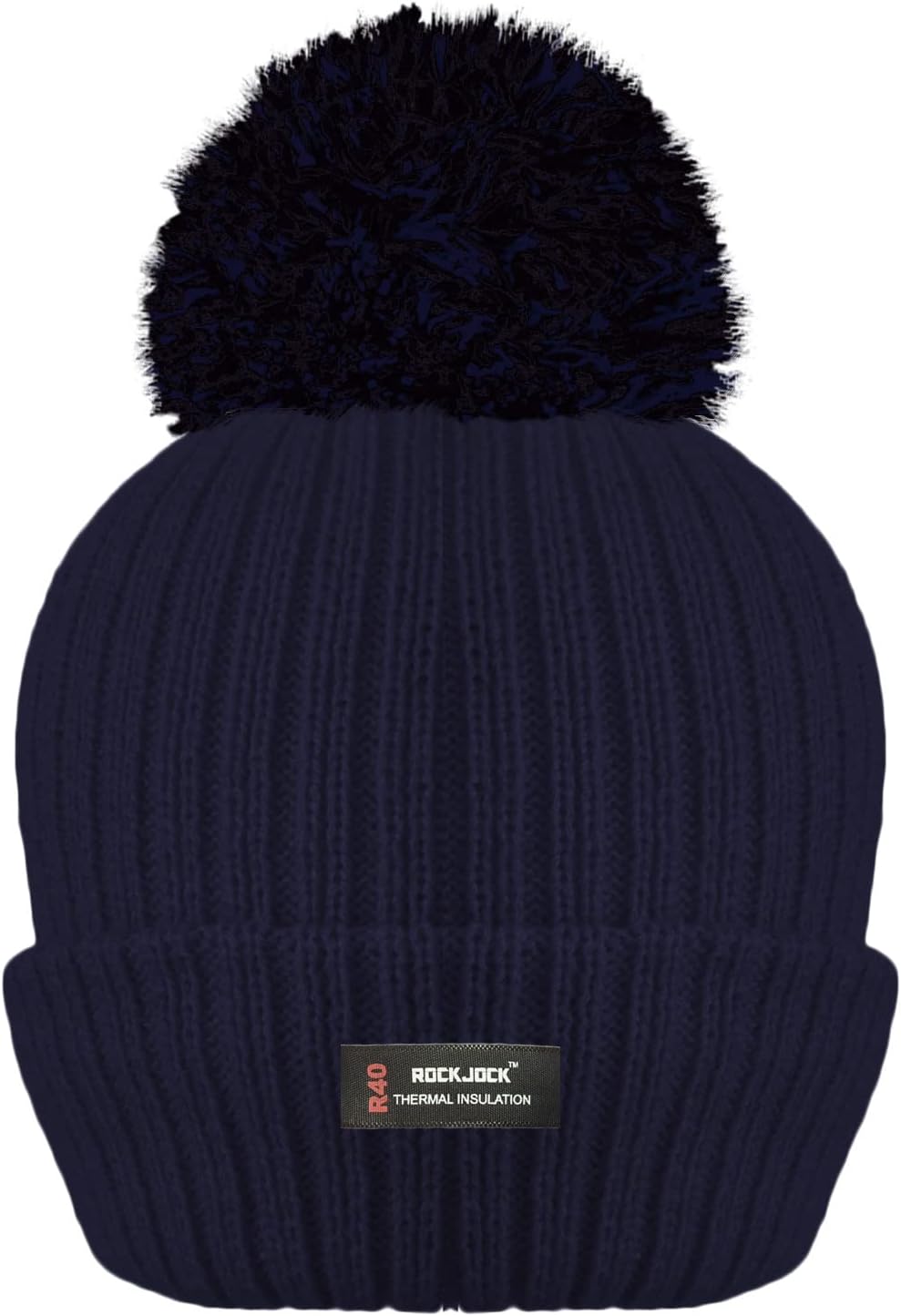 Ladies Womens Winter Pom Pom Ribbed Beanie Hat with R40 Advanced Thermal Insulation
