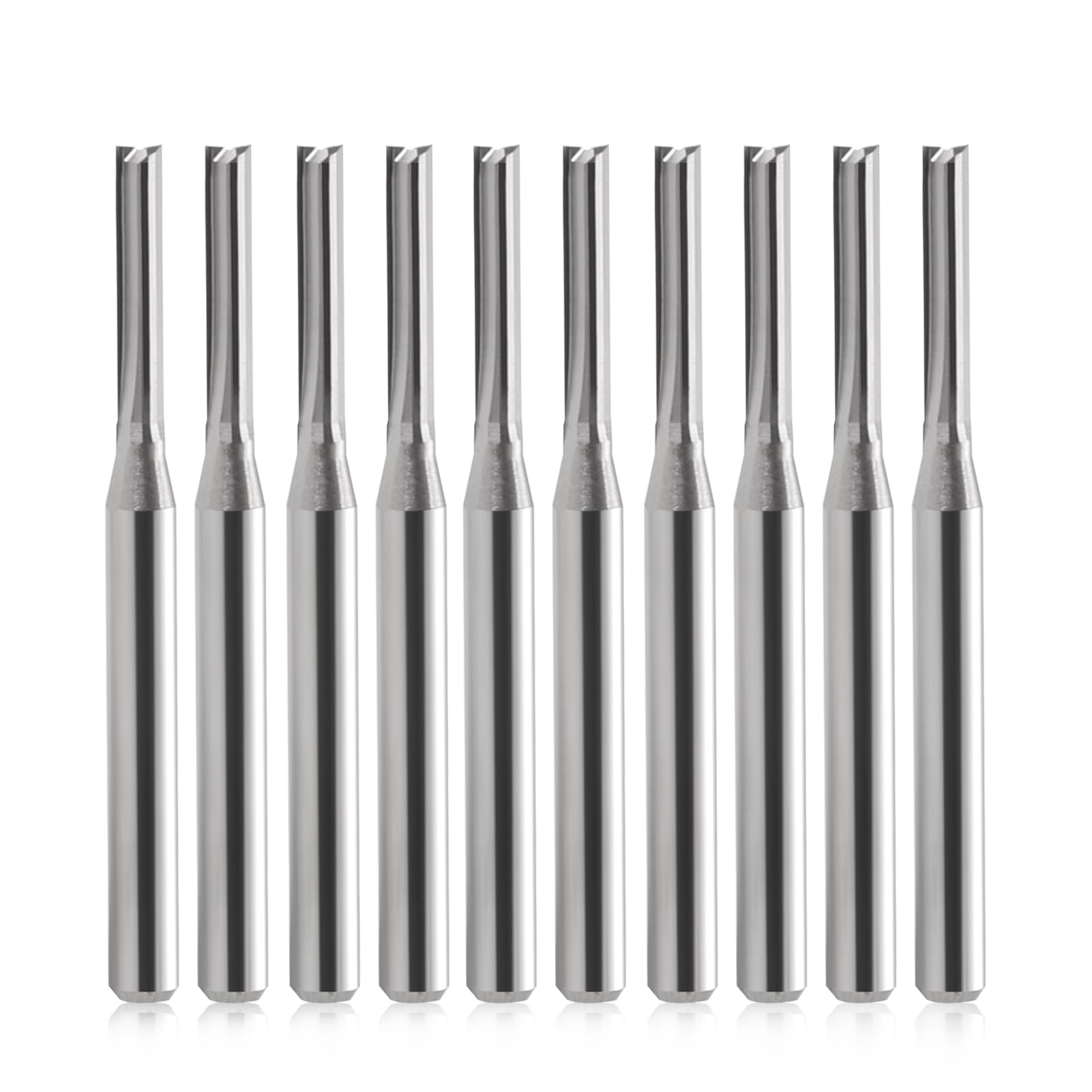 Schaftfräser,CNC fräser,fräser für oberfräse ,2 Flöten Gerade Fräser ，fräser 3.175mm 1/8"schaft，2mm Schnittdurchmesser ,12mm Schnittlänge CNC Fräser für Dichteplatte, Massivholz, Sperrholz