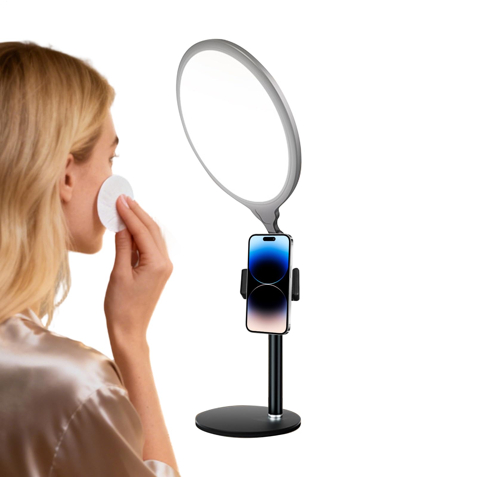 Luce ad Anello con Supporto Regolabile a Schermo Intero con Supporto | Illuminazione Selfie Con Supporto Ad Anello Per Computer Riunione Videochiamata Podcast Ufficio Casa Studio Viaggio