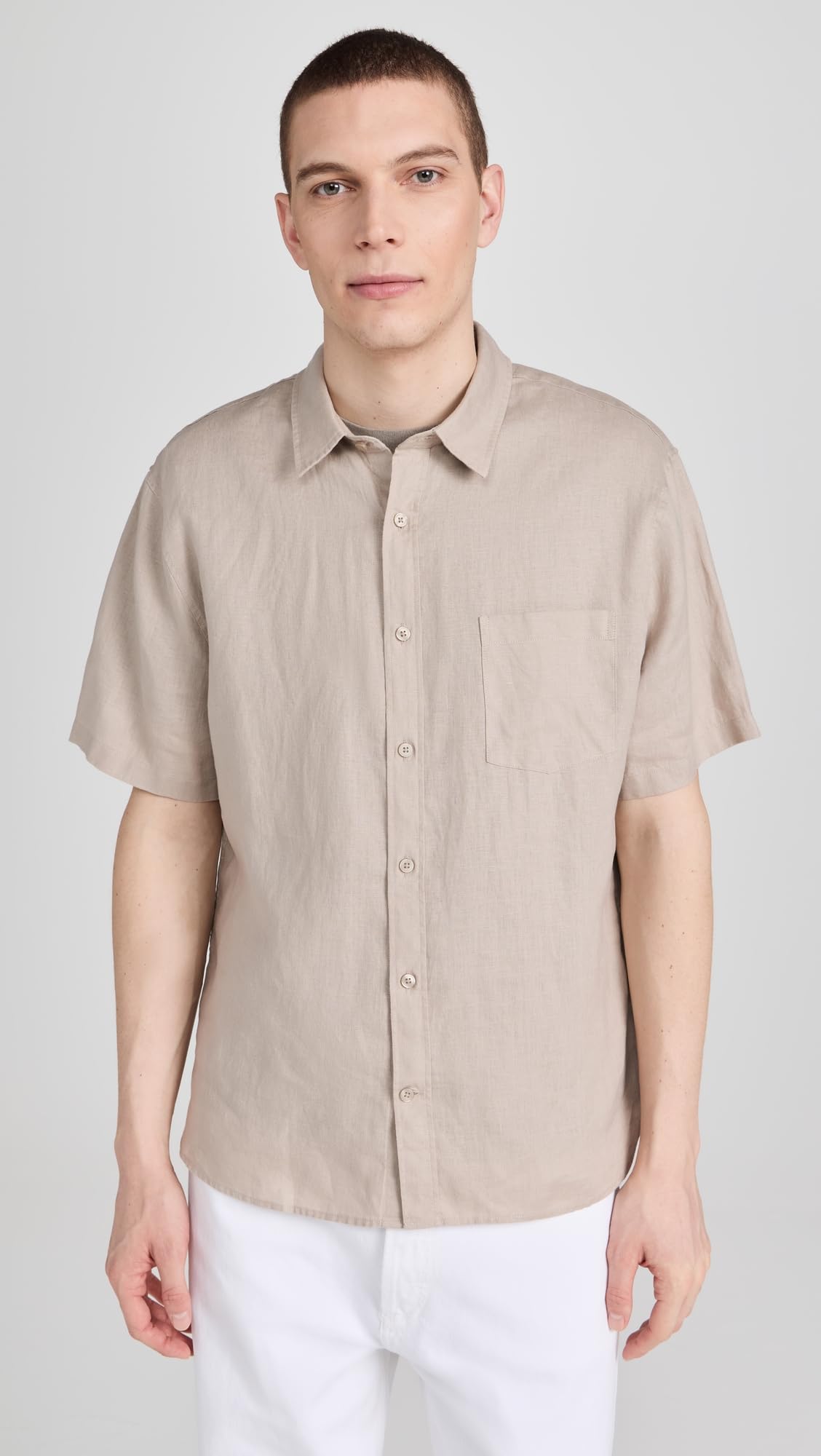 Vince Camisa de lino de manga corta para hombre