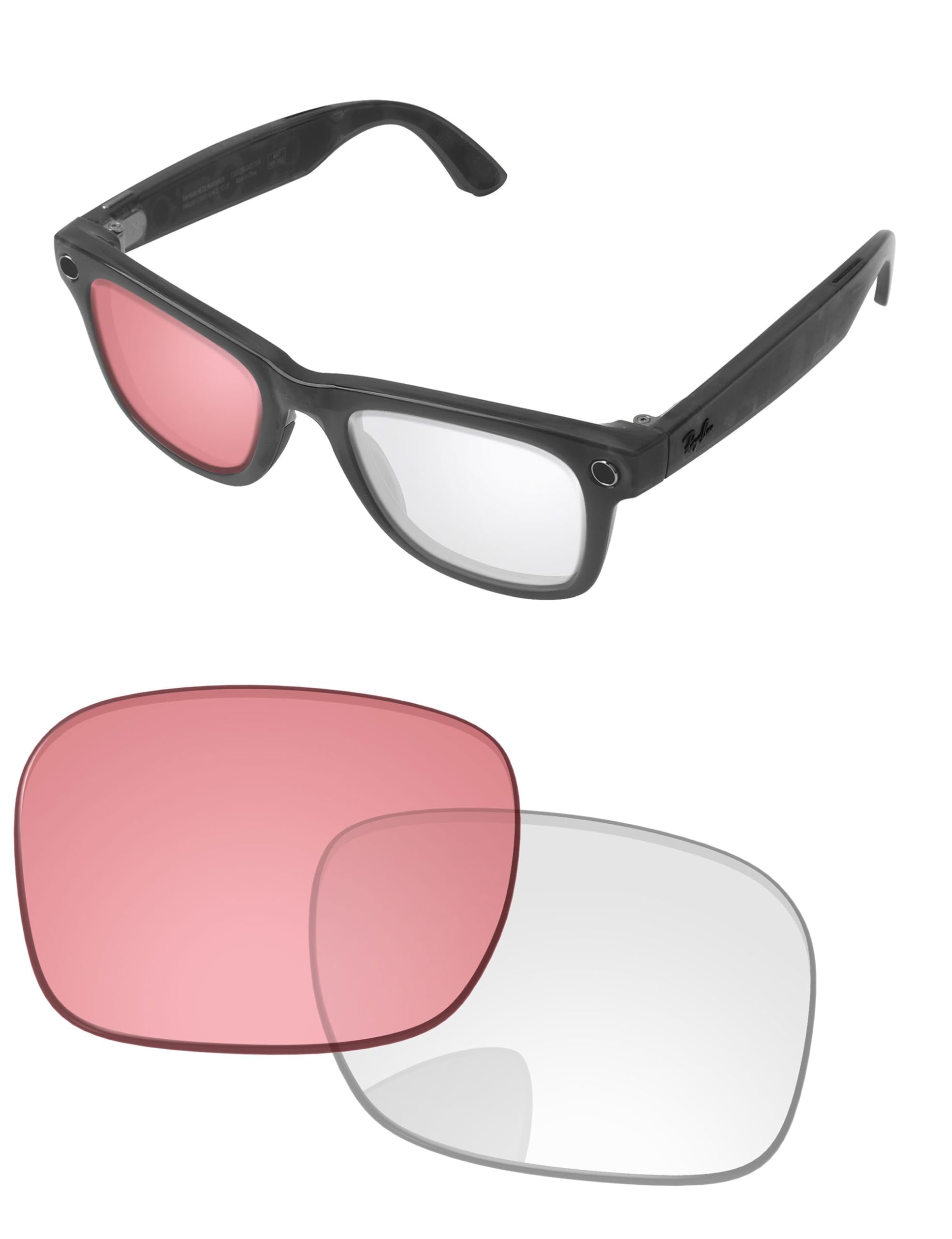 Replacement Lenses for Ray-Ban Meta Wayfarer RW4006 &amp; RW4012 50mm AI Glasses - Photochromic, Anti Blue Light Lens