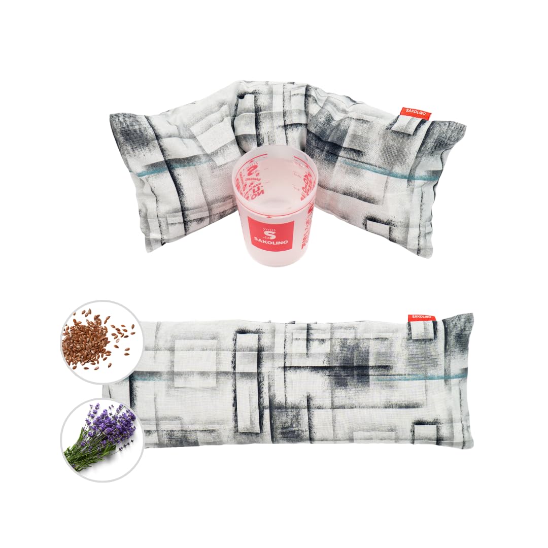 Saco Térmico de Semillas de Lino con Lavanda para Microondas - Alivia Dolores Cervicales, Menstruales, Musculares y Deportivos - Almohadilla Calor y Frío - Natural (Jaspeado Blanco)