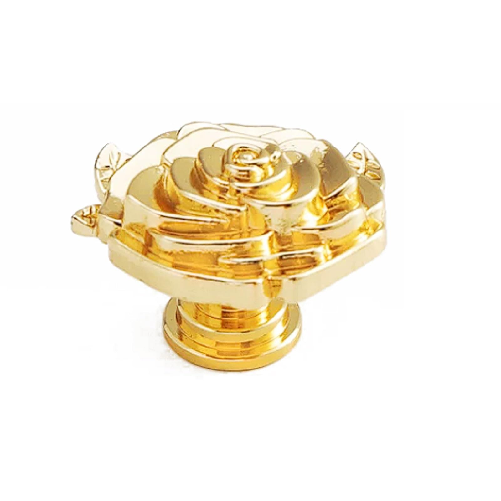 Chenhoju Gold Rose-Shaped Brass Cabinet Knobs Single Hole, Four Color Options For Wardrobes, Drawers, And Cabinets Cabinet Pulls(Gold)