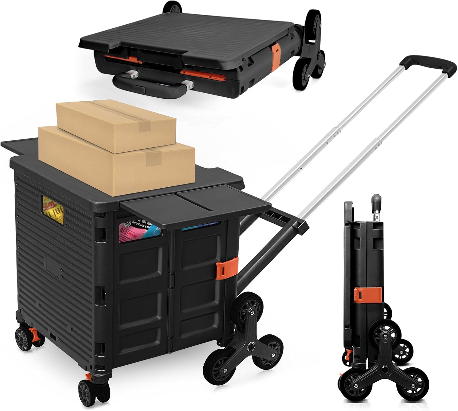 Foldable Utility Cart with Stair Climbing Wheels