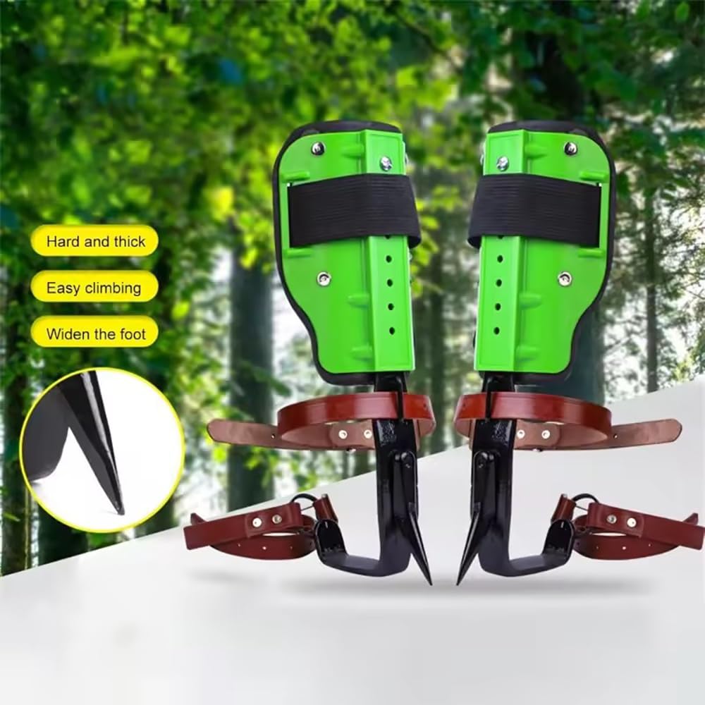 Picos para trepar árboles,Equipo para trepar árboles,Zapatos para trepar árboles,2PCS Diente único,Placa de Suelo Gruesa,con Cierre a presión Correa de Piel de Vacuno y Guantes,para trepar árboles